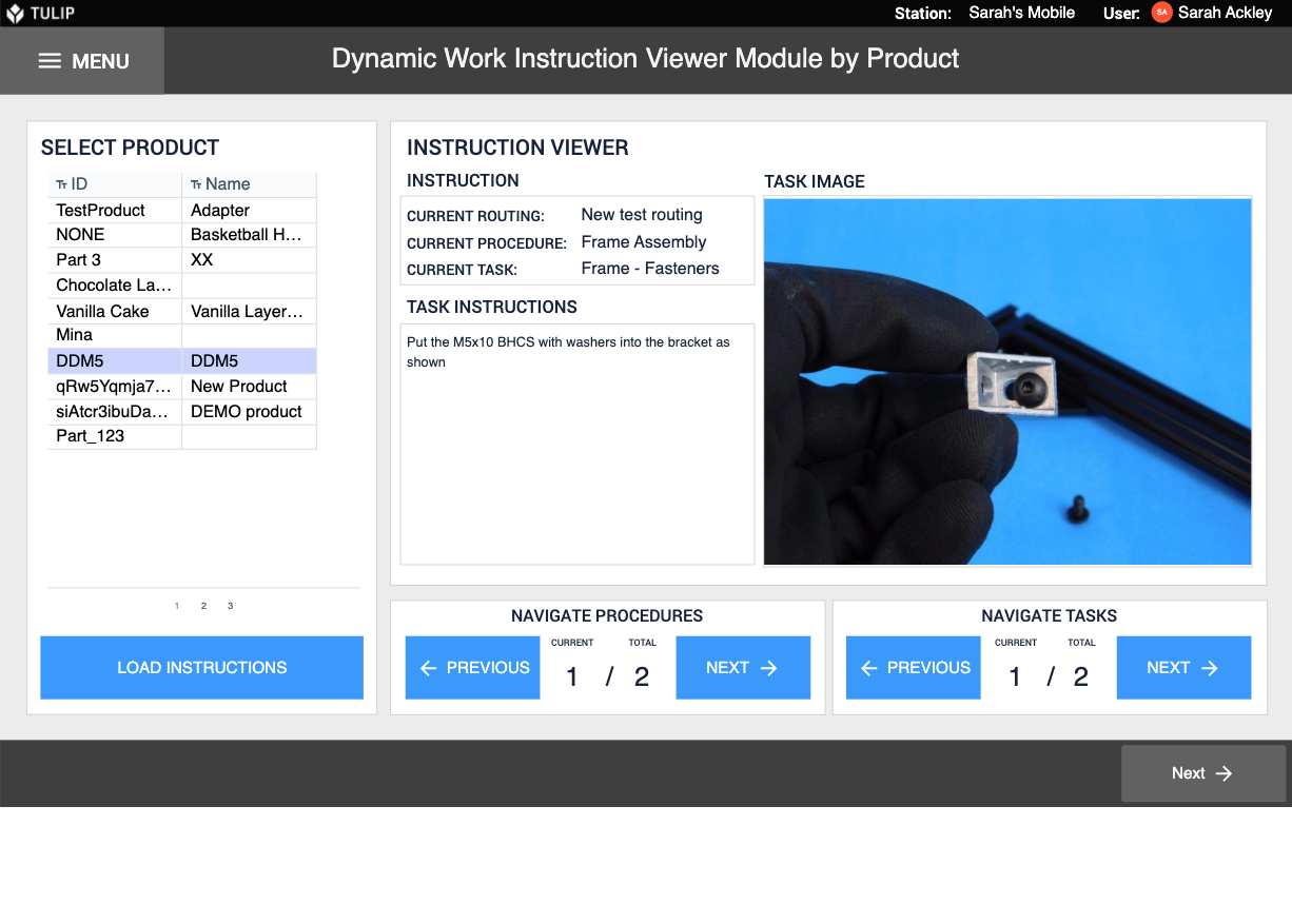 Dynamic Work Instruction App